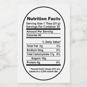 Bold Pint Honey Jar Nutrition Facts Label