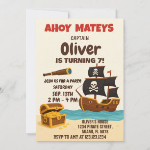 Bold Pirate Adventure Birthday Invitation