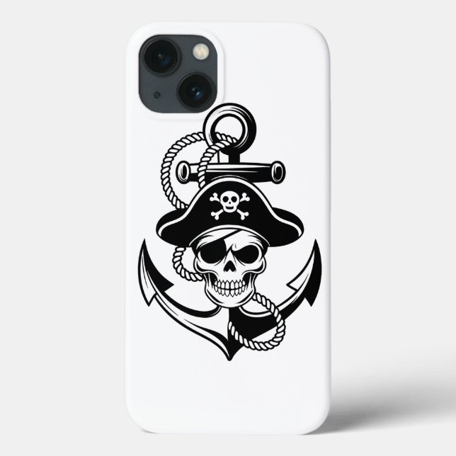 Bold Pirate Skull and Anchor – Nautical Design Case-Mate iPhone Case (Back)