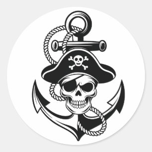 Bold Pirate Skull and Anchor – Nautical Design Classic Round Sticker