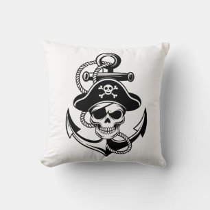 Bold Pirate Skull and Anchor – Nautical Design Cushion