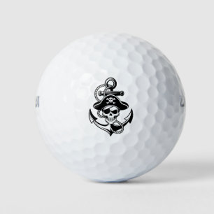 Bold Pirate Skull and Anchor – Nautical Design Golf Balls