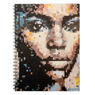 Bold Pixel Portrait in Vivid Tones Notebook