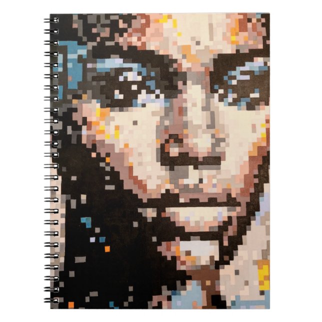 Bold Pixel Portrait in Vivid Tones Notebook (Front)