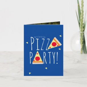 Bold Pizza Birthday Party Restaurant Folded Photo Invitation