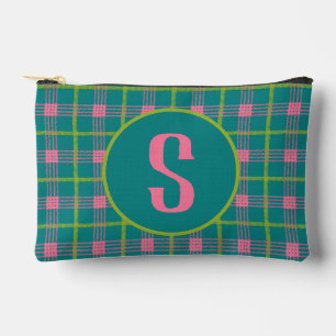 Bold Plaid Initial Zipper Pouch