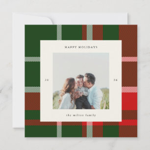 Bold Plaid Preppy Photo Holiday Card