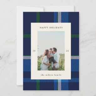 Bold Plaid Preppy Photo Holiday Card