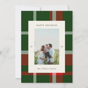 Bold Plaid Preppy Photo Holiday Card