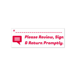 Bold "Please Review, Sign & Return Promptly." Self-inking Stamp