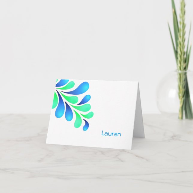 Bold Plume Blue Green on Any Colour Thank You Card (Front)