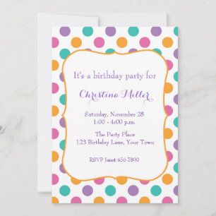 Bold Polka Dots Birthday Invitation