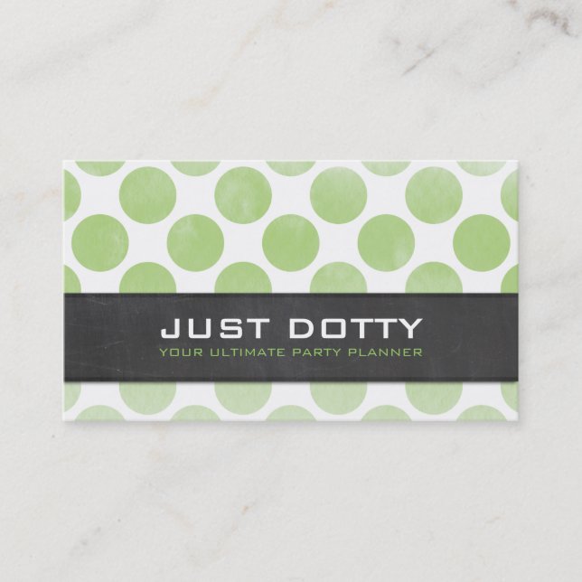 BOLD polka dots chalkboard ombre watercolor green Business Card (Front)