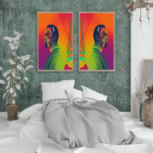 Bold Pop Art   African American Man With Locs Poster