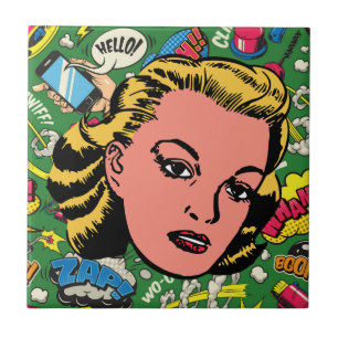Bold Pop Art Charm – Retro Blonde Woman Tile