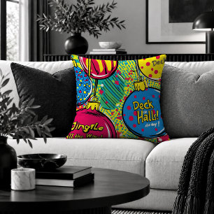 Bold Pop Art Christmas Ornaments Accent Pillow Art