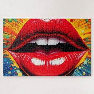Bold Pop Art Lips Canvas Jigsaw Puzzle