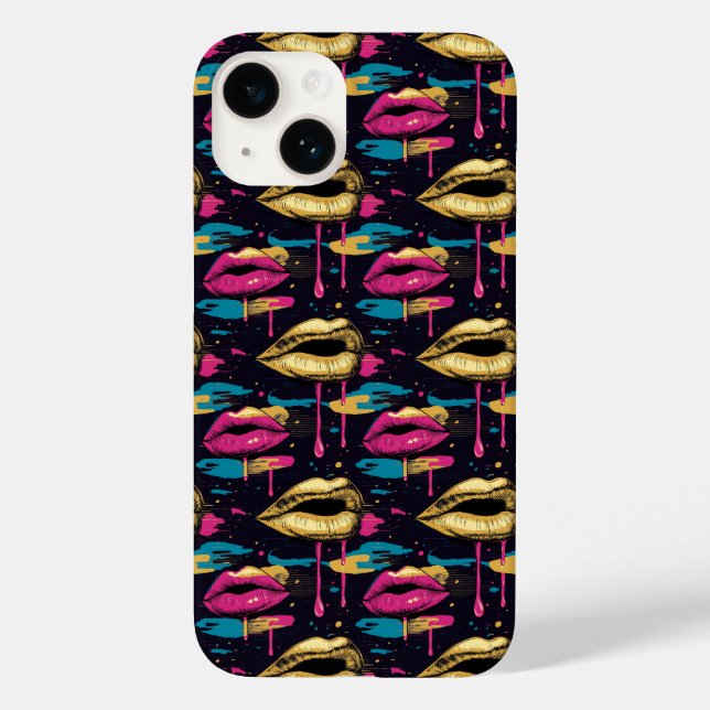 Bold Pop Art Lips Pattern with Vibrant Drips  Case-Mate iPhone Case (Back)