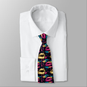 Bold Pop Art Lips Pattern with Vibrant Drips  Tie