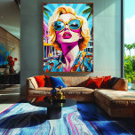 Bold Pop Art Portrait of Glamourous Woman Canvas Print<br><div class="desc">Bring vibrant energy and retro charm to your space with this bold pop art portrait of a glamourous woman in tropical surroundings. Featuring striking colours, retro sunglasses, and a fashionable aesthetic, this artwork is perfect for fans of pop art, fashion lovers, and those seeking trendy, colourful decor. Add a modern...</div>