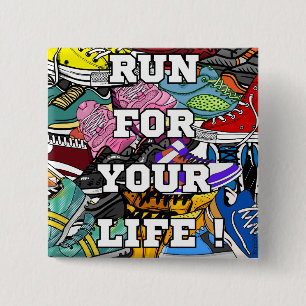 Bold Pop Art Runner Jogger 15 Cm Square Badge