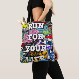 Bold Pop Art Runner Jogger Tote Bag