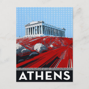 Bold Pop Art Style Athens Parthenon Greece Postcard