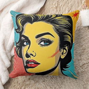 Bold Pop Art Woman Defined Cushion