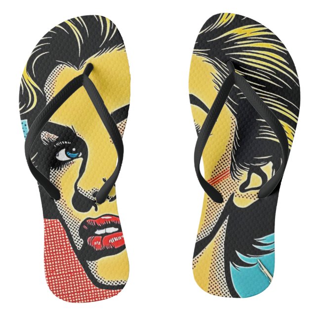 Bold Pop Art Woman Defined Flip Flops (Footbed)