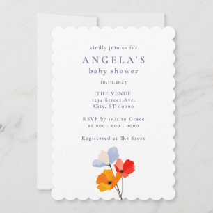 Bold Poppy Floral Baby Shower Invitation