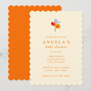 Bold Poppy Floral Baby Shower Invitation