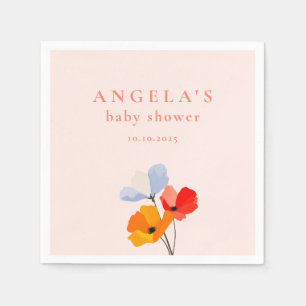 Bold Poppy Floral Baby Shower Napkin