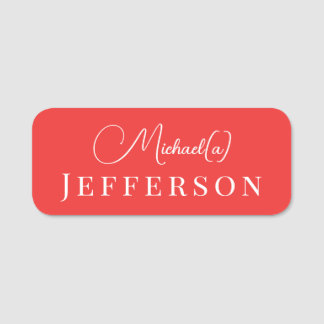 Bold Poppy Red Elegant Handwritten Business Name Tag