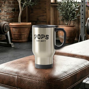 Bold Pops Est Year Grandpa Nickname Varsity Style Travel Mug