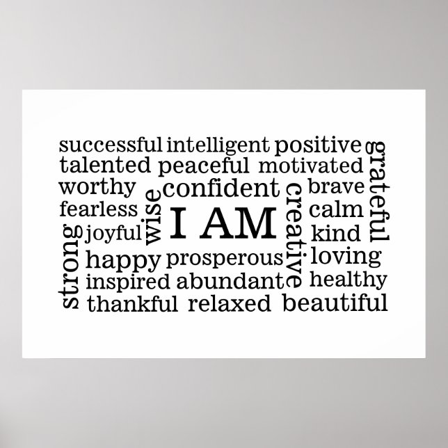 Bold Positive Thinking I AM Affirmations Poster (Front)