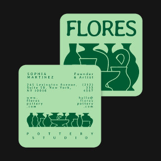 Bold Pottery Vase Silhouette Design Business Card