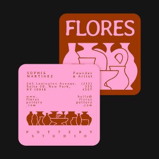 Bold Pottery Vase Silhouette Design Business Card