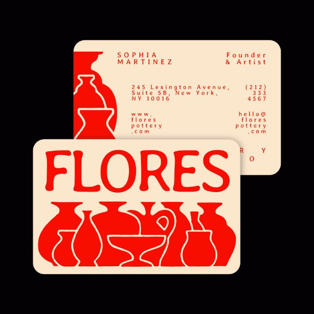 Bold Pottery Vase Silhouette Design Business Card (Creator Uploaded)