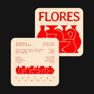 Bold Pottery Vase Silhouette Design Business Card