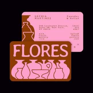 Bold Pottery Vase Silhouette Design Business Card