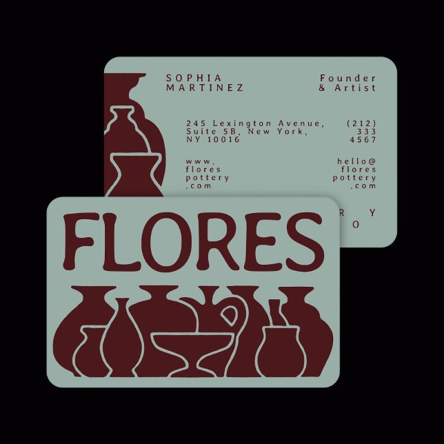 Bold Pottery Vase Silhouette Design Business Card (Creator Uploaded)