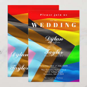 Bold Pride Flag Typography Gay Wedding Invitation