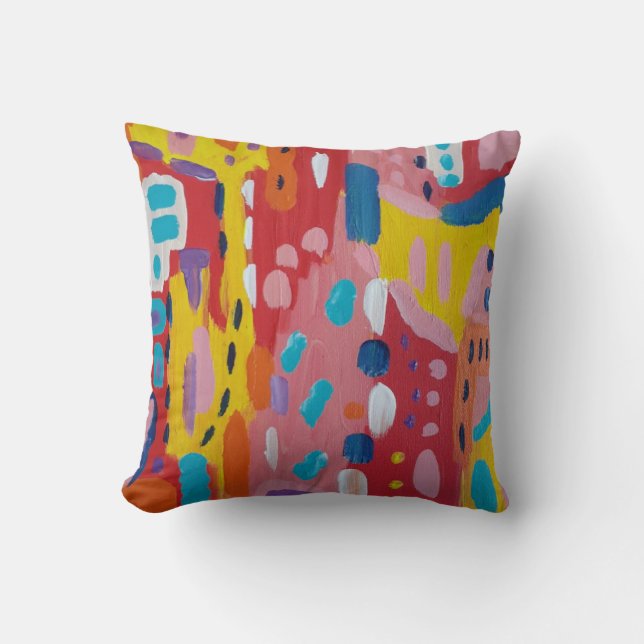 Bold Primary Colours Abstract  Cushion (Front)