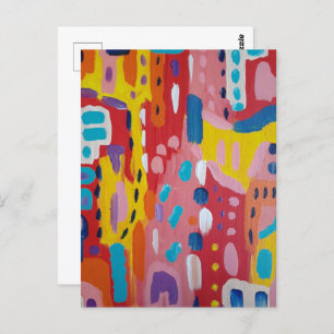 Bold Primary Colours Abstract   Postcard