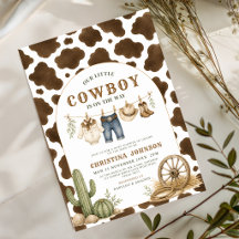Bold Print Little Cowboy Baby Shower Invitation 