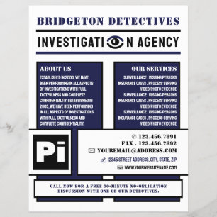 Bold Private Eye, Private Detective Investigator Flyer