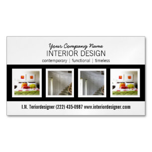 Bold Professional Interior Designer with Photos Magnetic Business Card