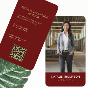 Bold Professional Real Estate Chic Realtor QR Code Business Card