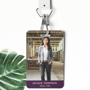 Bold Professional Real Estate Chic Realtor QR Code ID Badge