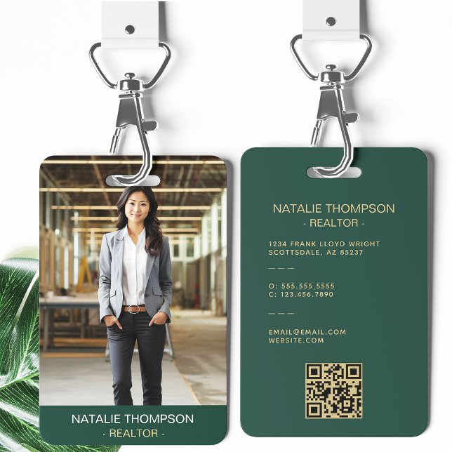 Bold Professional Real Estate Chic Realtor QR Code ID Badge (Creator Uploaded)